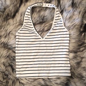 Brandy Melville knit striped halter crop top